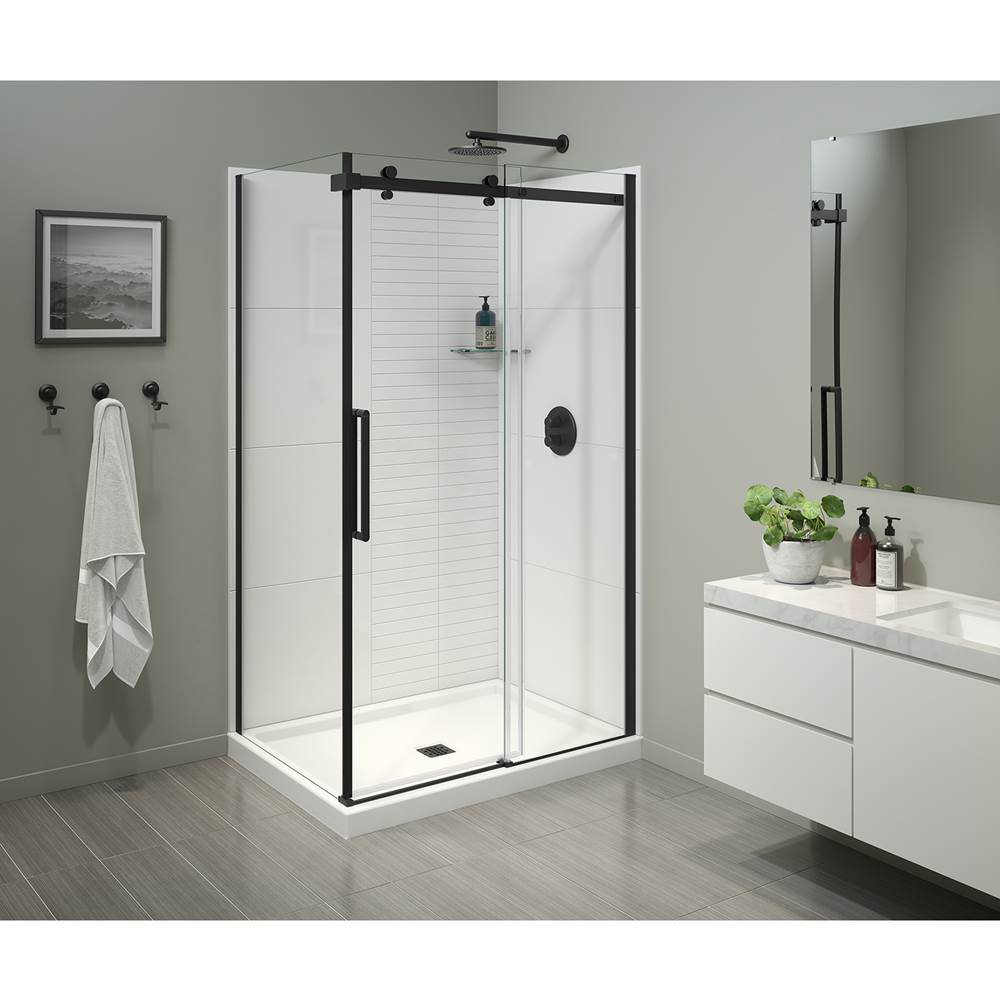 Maax Halo Pro 48 x 36 x 78 3/4 in Sliding Shower Door for Corner Installation with Clear glass in Matte Black