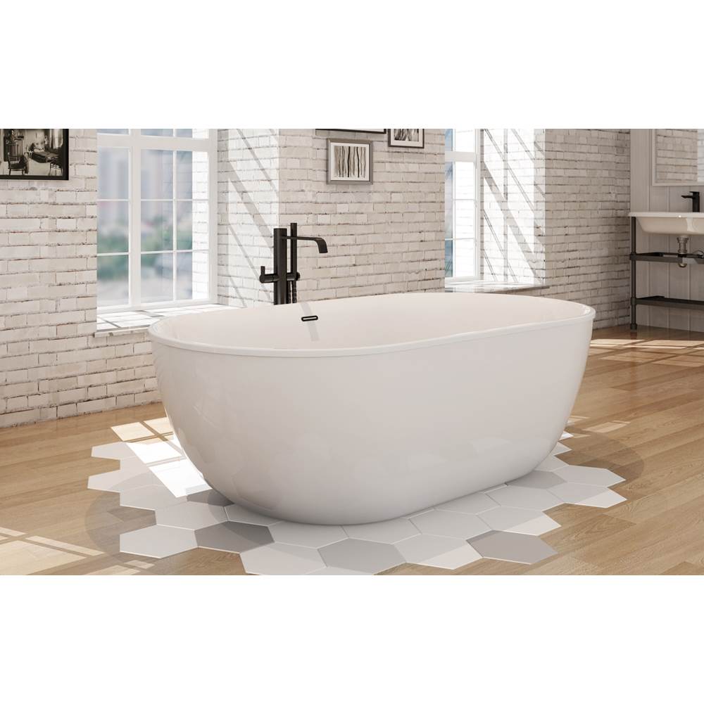 Oceania Baths Kelowna Freestanding 66 x 34, AeroMassage Bathtub, Glossy White