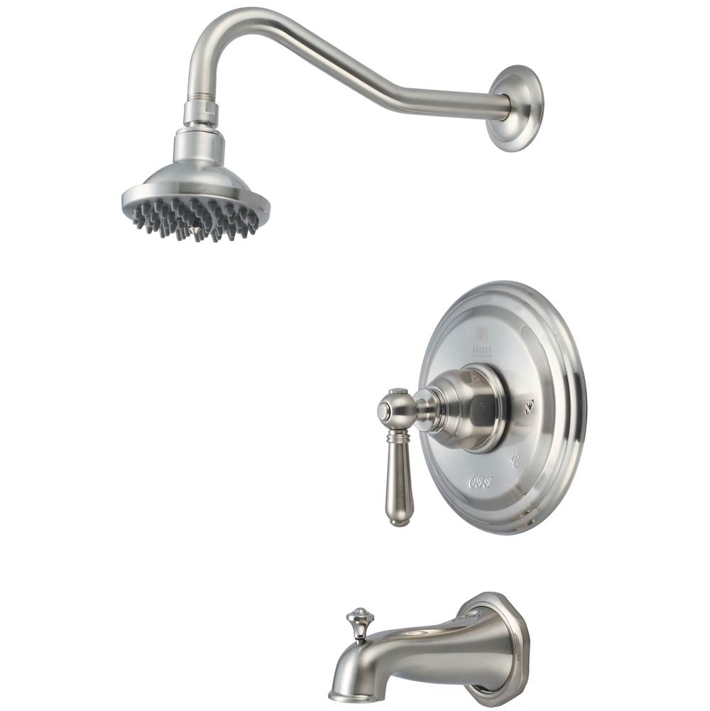 Pioneer Tub and Shower Trim Set-Americana Lever Handle Combo Diverter Spout Single Func Shower-PVD BN