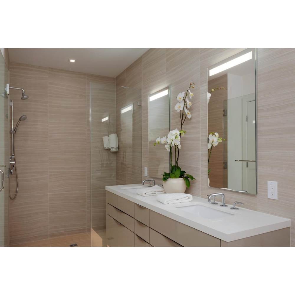SIDLER® Diamando™ LED Single Mirror Door with 1 built-in outlet Left hinge W 19 1/4'' / H 32'' / D 4''