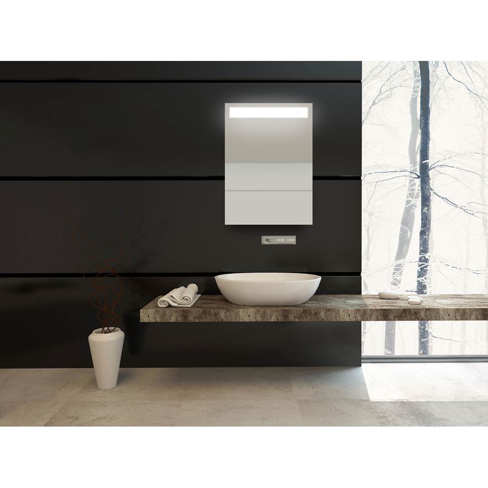 SIDLER® Diamando™ LED Single Mirror Door with 1 built-in outlet Left hinge W 23 1/4'' / H 32'' / D 4''