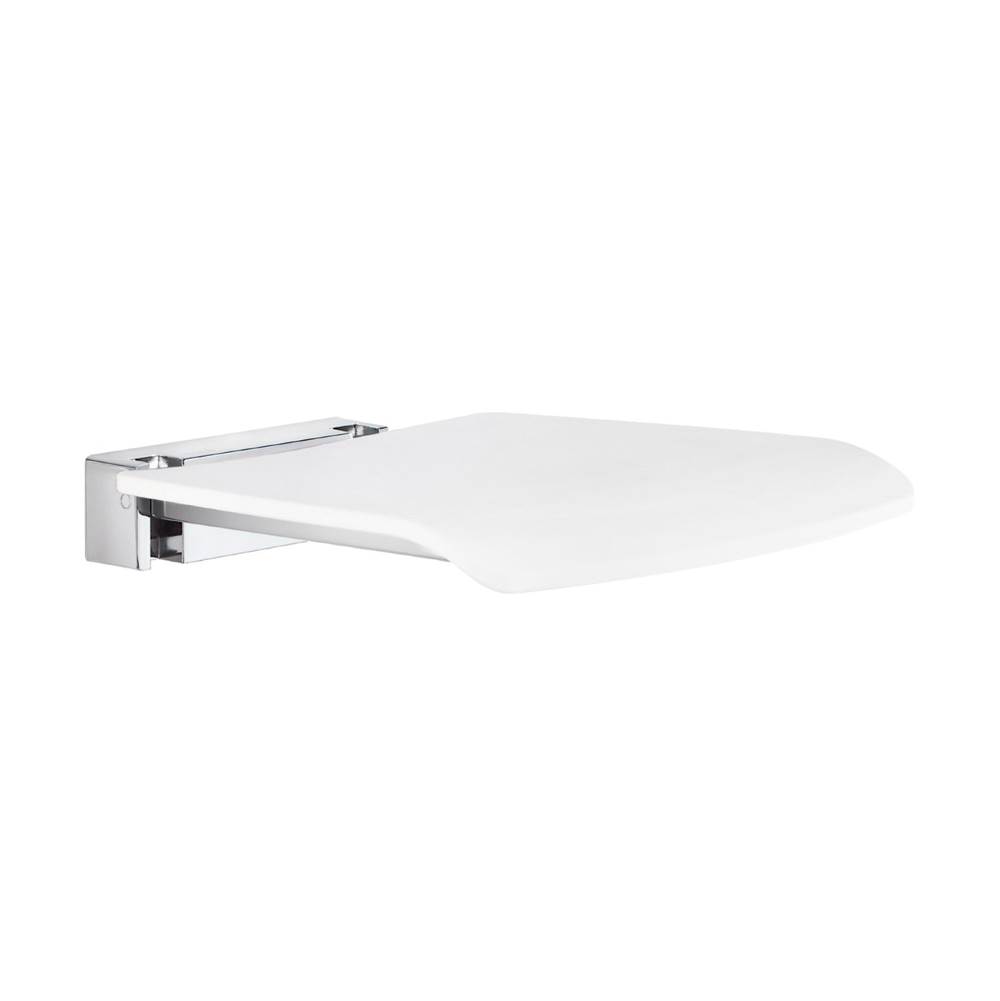 Smedbo Wall mount fold down seat - polished chrome and white