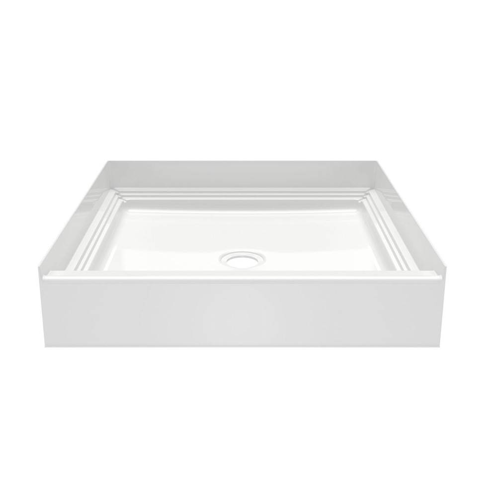 Swan VP3636CPANNS Solid Surface Alcove Shower Pan with Center Drain in White