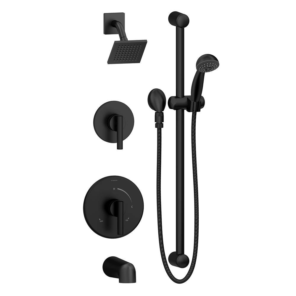 Symmons Dia 2-Handle Tub and 1-Spray Shower Trim with 1-Spray Hand Shower in Matte Black - 1.5 GPM (Valve Not Included)