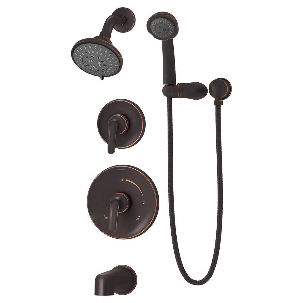 Symmons Elm 2-Handle Tub and 5-Spray Shower Trim with 3-Spray Hand Shower in Seasoned Bronze (Valves Not Included)