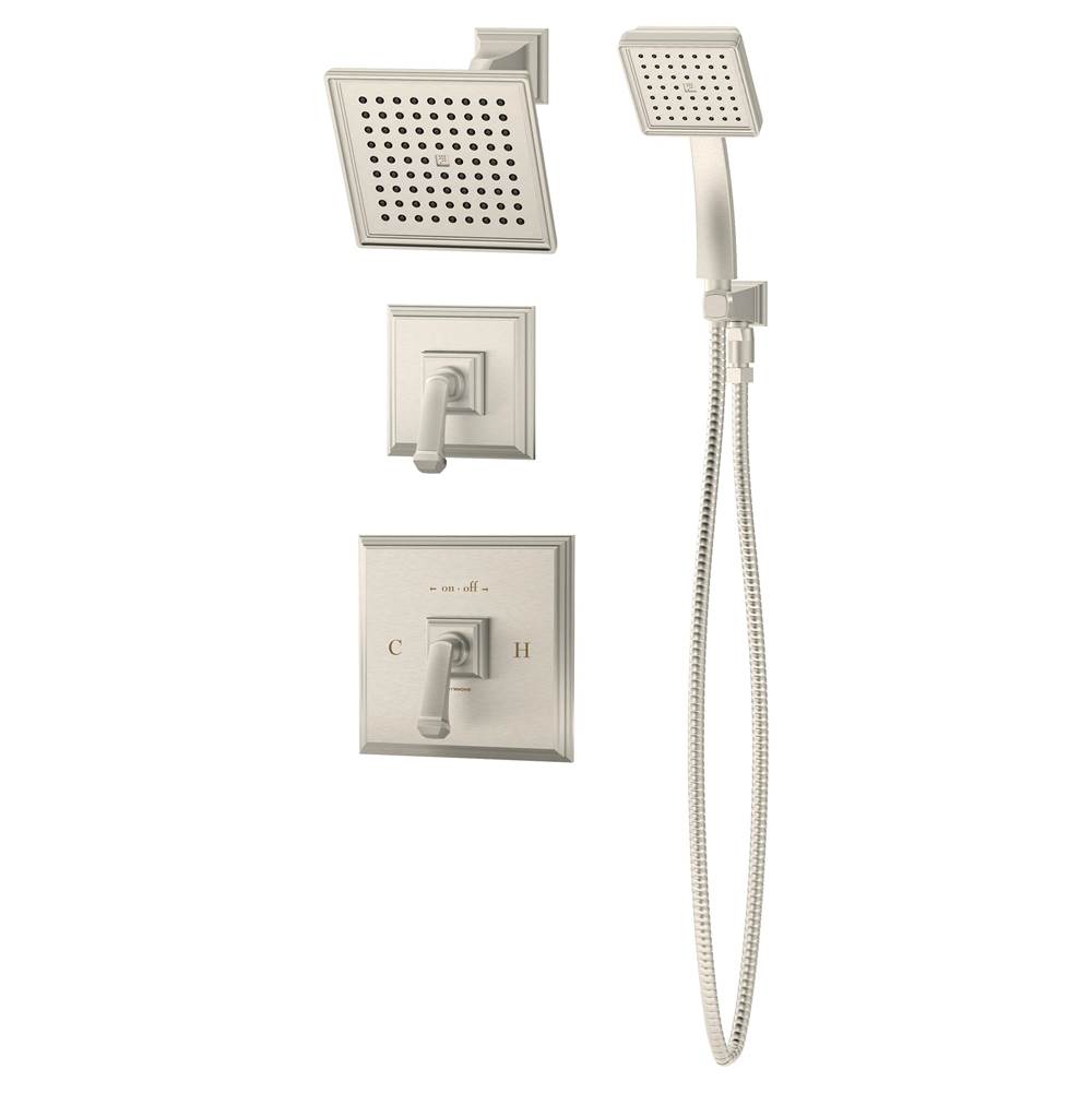 Symmons Oxford 2-Handle 1-Spray Shower Trim with 1-Spray Hand Shower in Satin Nickel (Valves Not Included)