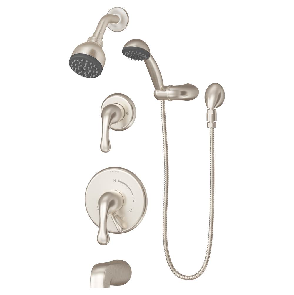 Symmons Unity 2-Handle Tub and 1-Spray Shower Trim with 1-Spray Hand Shower in Satin Nickel (Valves Not Included)
