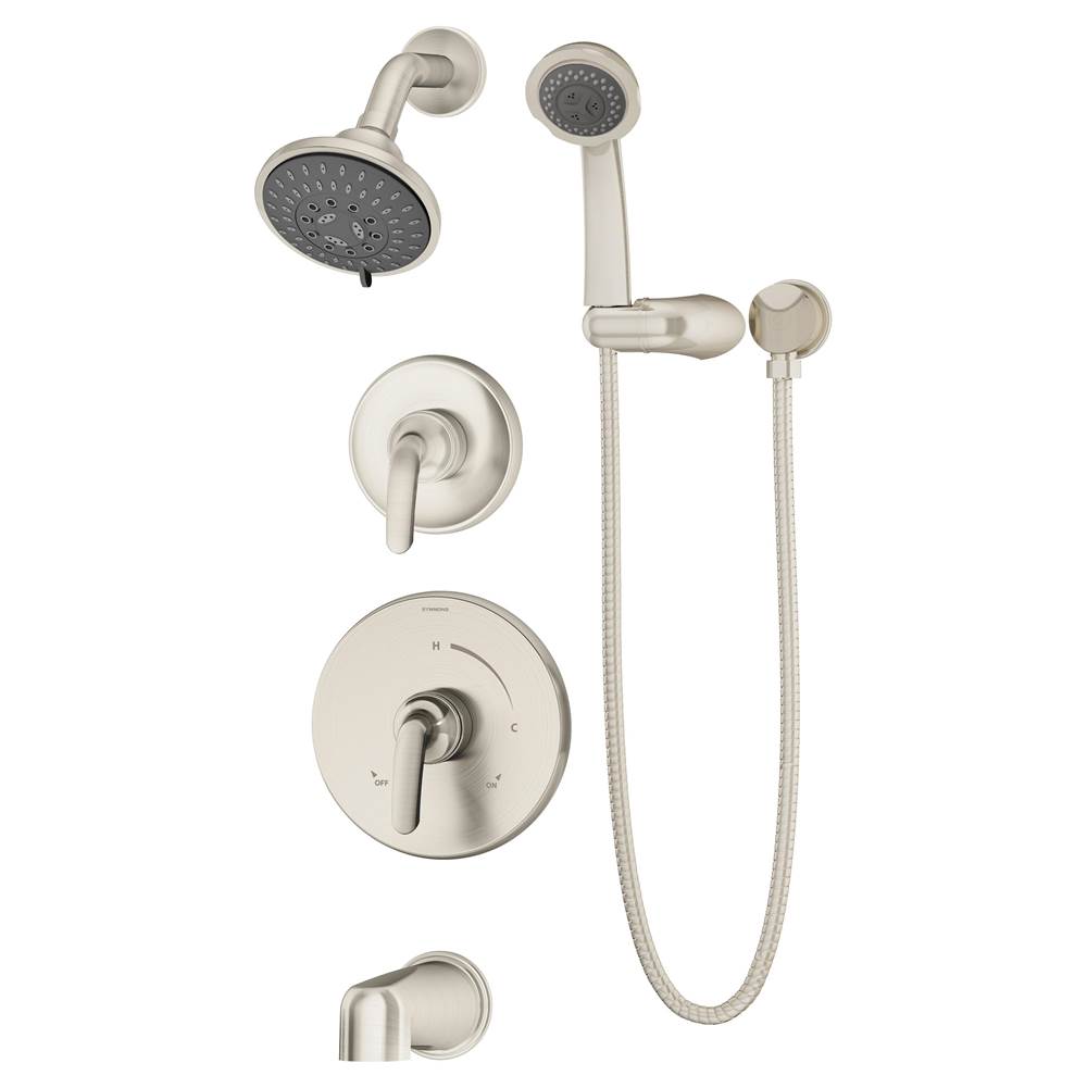 Symmons Elm 2-Handle Tub and 5-Spray Shower Trim with 3-Spray Hand Shower in Satin Nickel (Valves Not Included)