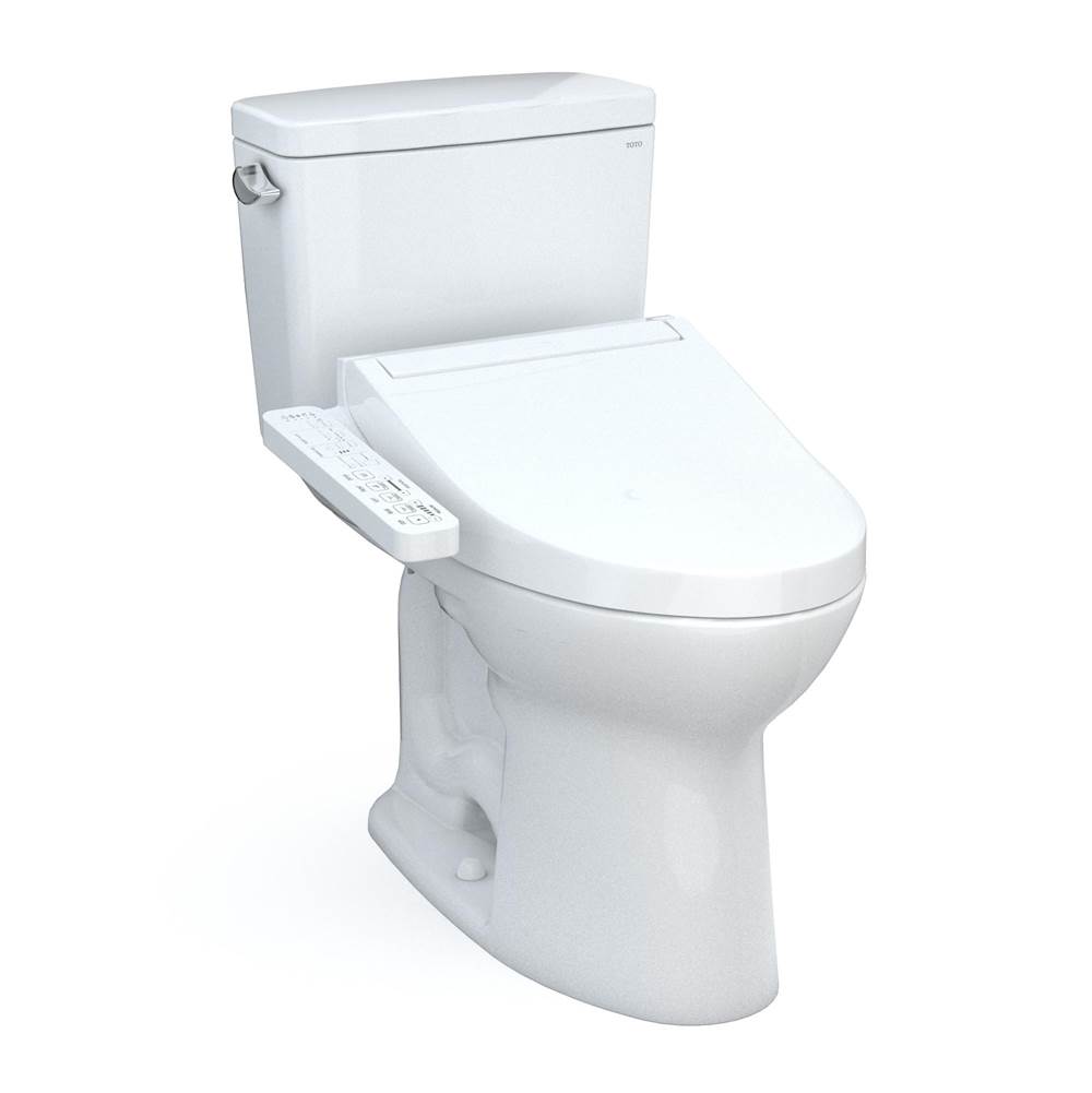 TOTO Toto® Drake® Washlet®+ Two-Piece Elongated 1.6 Gpf Universal Height Tornado Flush® Toilet With C2 Bidet Seat, 10 Inch Rough-In, Cotton White