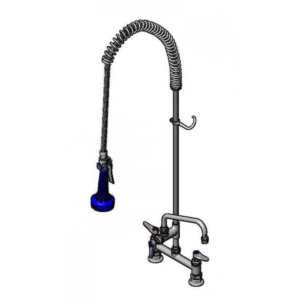 T&S Brass EasyInstall Pre-Rinse, Spring Action, 8'' Deck Mount Base, 8'' Add-On Faucet, B-0108-C Low Flow Spray Valve