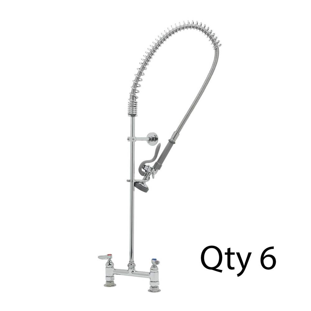 T&S Brass EasyInstall Pre-Rinse, Spring Action, Deck Mount Base, 8'' Centers, Wall Bracket (Qty. 6)
