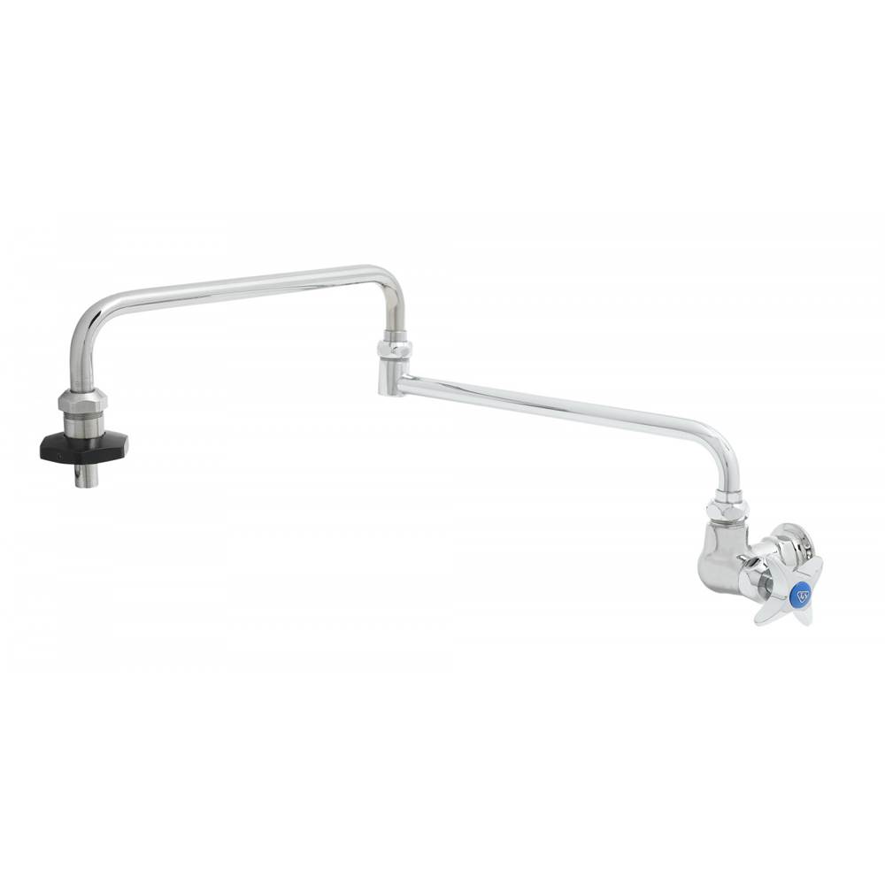 T&S Brass Pot Filler, Wall Mount, Cerama, Single Control, 24'' Double-Joint Nozzle, Insulated On-Off