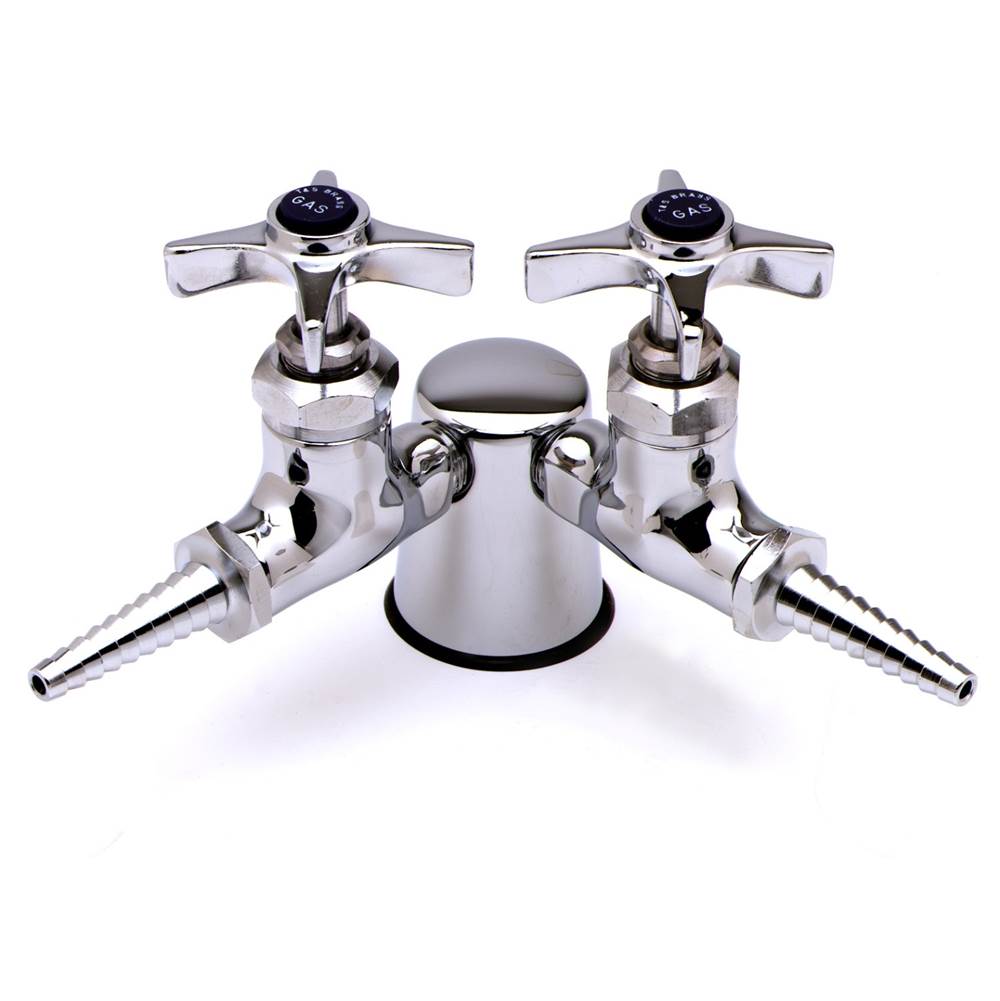 T&S Brass Turret w/ (1) Gas Valve, 3/8'' NPT Female Inlet, 4-Arm Handle, Serrated Tip Outlet