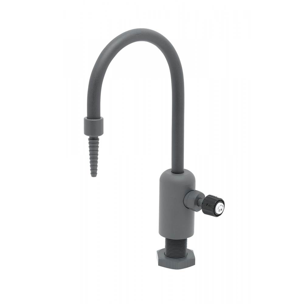 T&S Brass Lab Faucet, Single Control, Grey PVC, Rigid Gooseneck, Serrated Tip, 3/8'' NPT Female Inlet (Pure Water Applications)