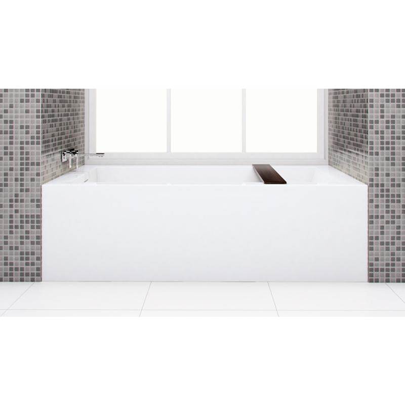 WETSTYLE Cube Bath 66 X 32 X 19.75 - 1 Wall - L Hand Drain - Built In Nt O/F & Bn Drain - White True High Gloss