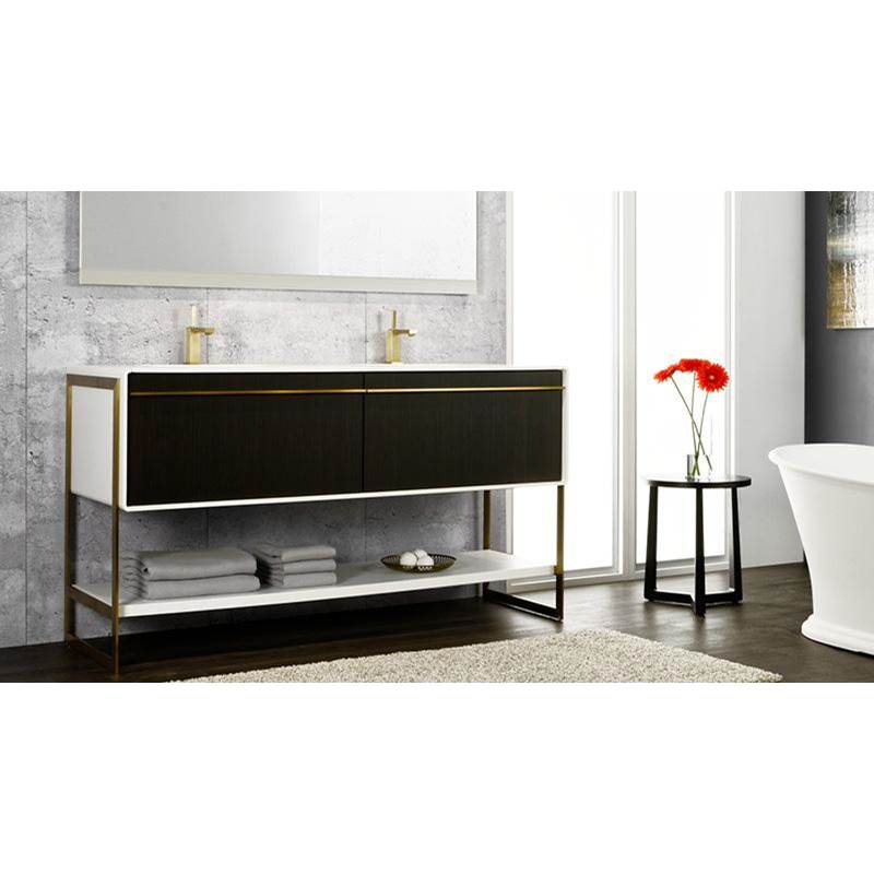 WETSTYLE Deco Vanity Floormount 48'' - Wll Config White Matte Lacquer And Black Matte Lacquer - Satin Brass Metal