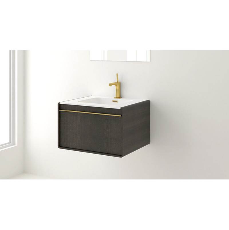 WETSTYLE Deco Vanity Wallmount 24'' - Wl Config Oak Coffee Bean And White Matte Lacquer - Brushed Steel