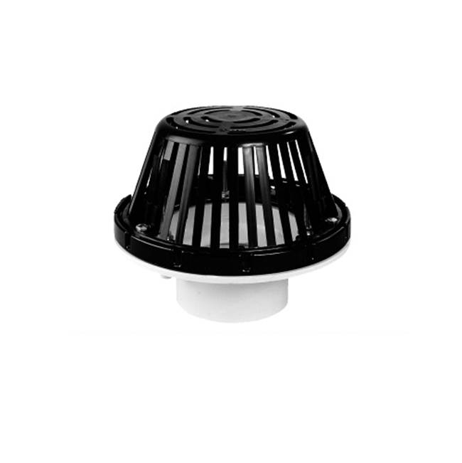 Watts Roof Drain, Light Commercial, 10 IN Diameter, PVC Body, Aluminum Alloy Flashing Clamp, Secured Poly Dome, 3 IN No Hub Outlet