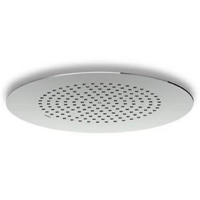 Zucchetti USA Ø 15 3/4 ceiling mounted stainless steel rain shower head. Minimum flowrate requested: 3,2 GPM