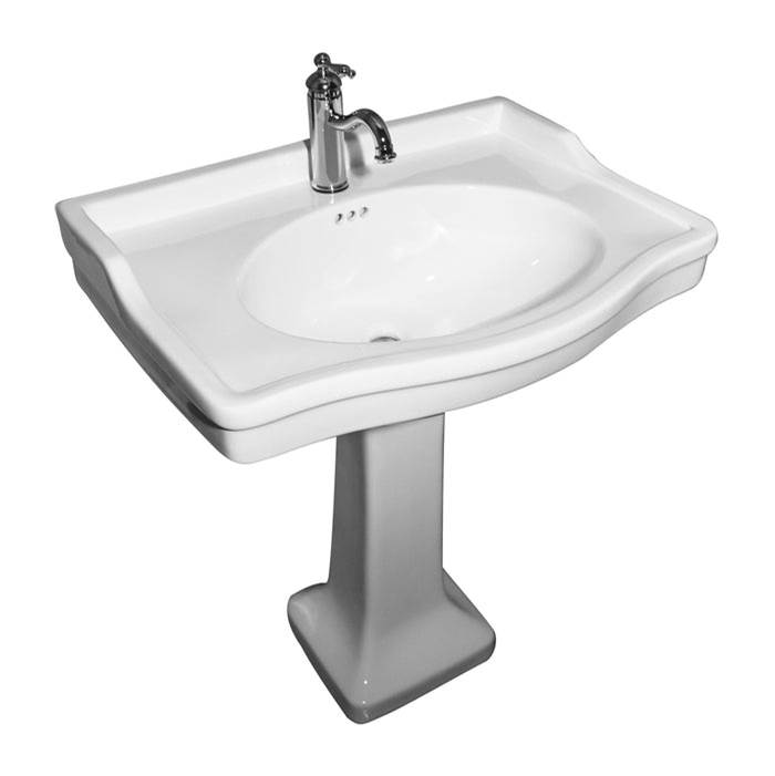 Barclay Ensal Pedestal with 1 Faucet Hole, Overflow, White