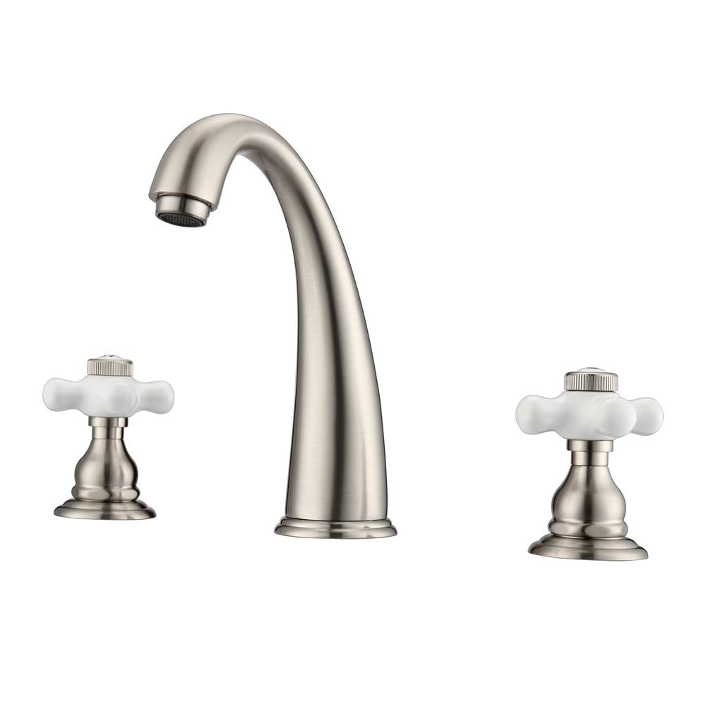 Barclay Maddox 8''cc Lav Faucet, withhoses,Porcelain Cross Hdls, BN
