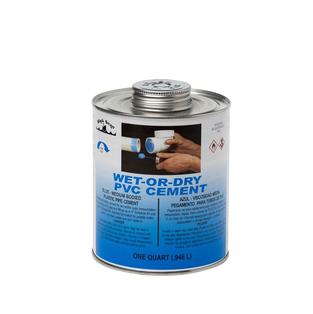 Black Swan Wet-Or-Dry PVC Cement (Blue) - Medium Bodied - Quart