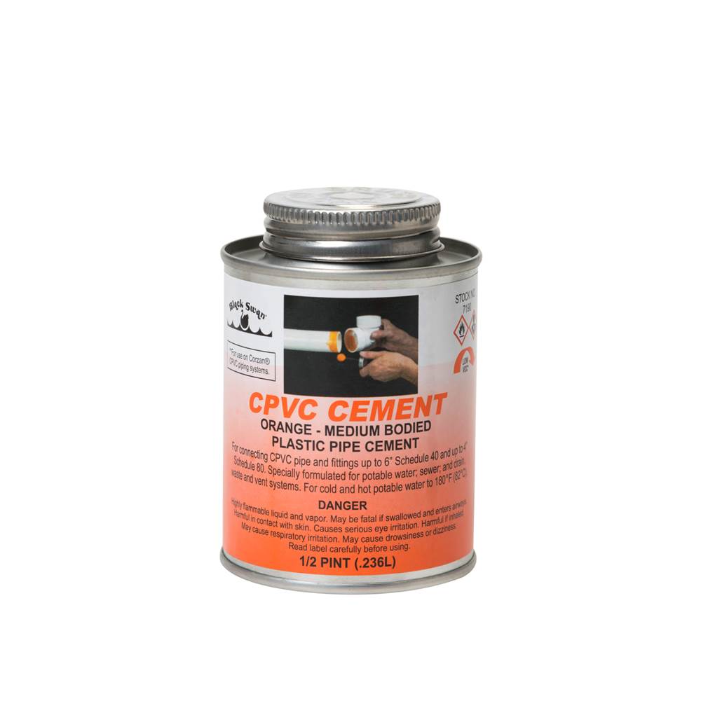 Black Swan 1/2 pint CPVC Cement (Orange) - Medium Bodied