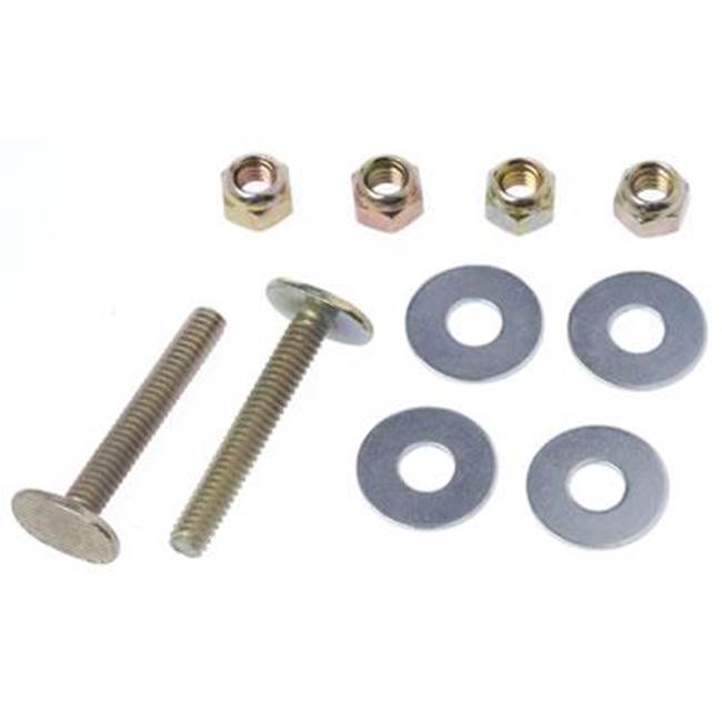 Black Swan Closet Bolts - Brass - Bagged (style 3) - 2 brass bolts, 4 brass plated open-end nuts, and 4 brass plated washers