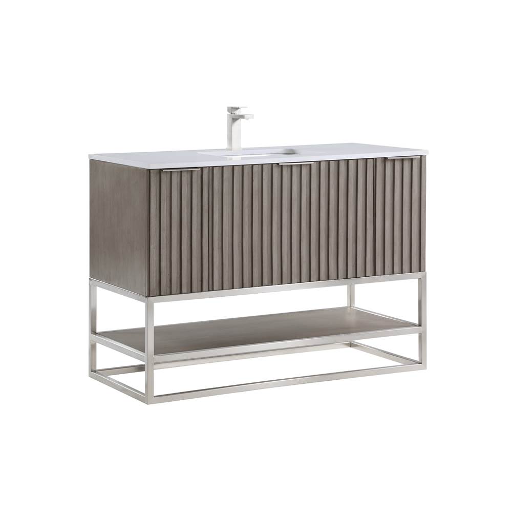 Bemma Design Terra 48'' Bathroom Vanity, Greywash with White Granite top