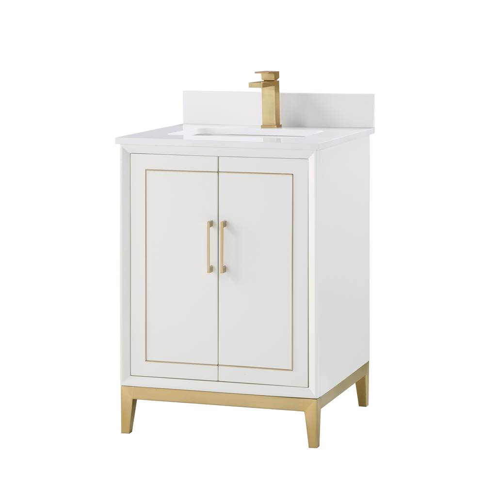 Bemma Design Gracie 24'' Bathroom Vanity, White with White Granite top
