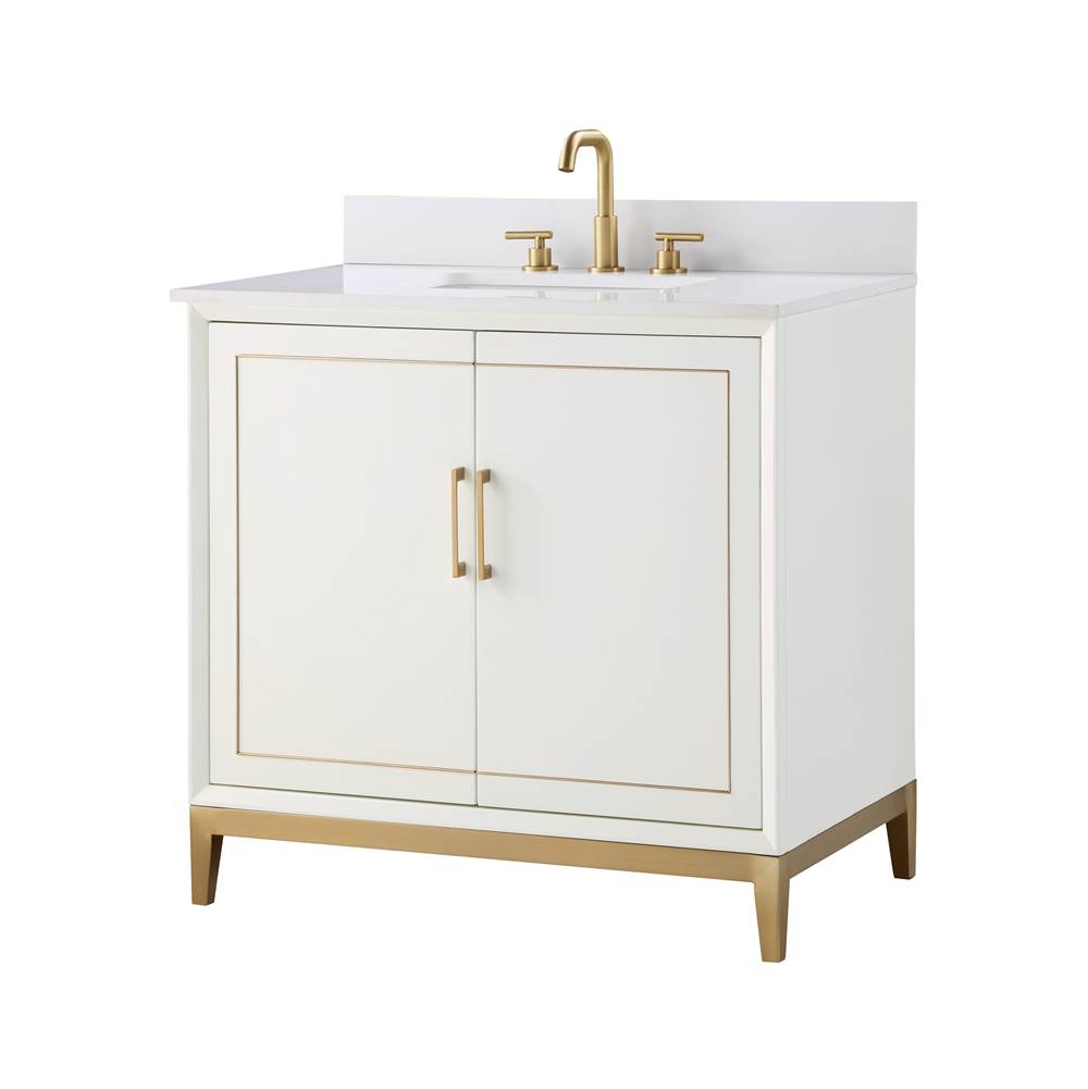 Bemma Design Gracie 36'' Bathroom Vanity, White with White Granite top