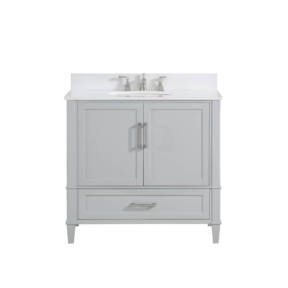 Bemma Design Montauk 36'' Bathroom Vanity, Grey with White Granite top
