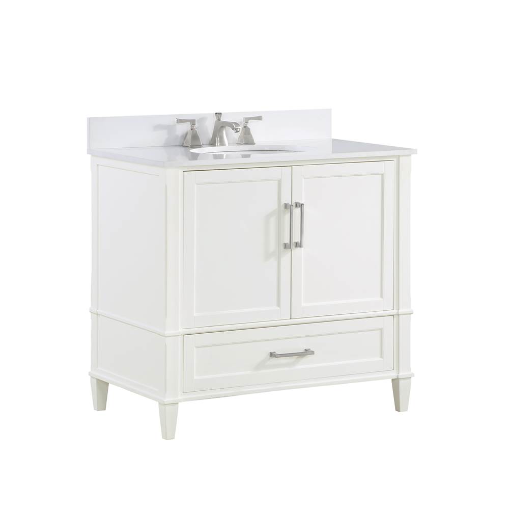 Bemma Design Montauk 36'' Bathroom Vanity, White with White Granite top