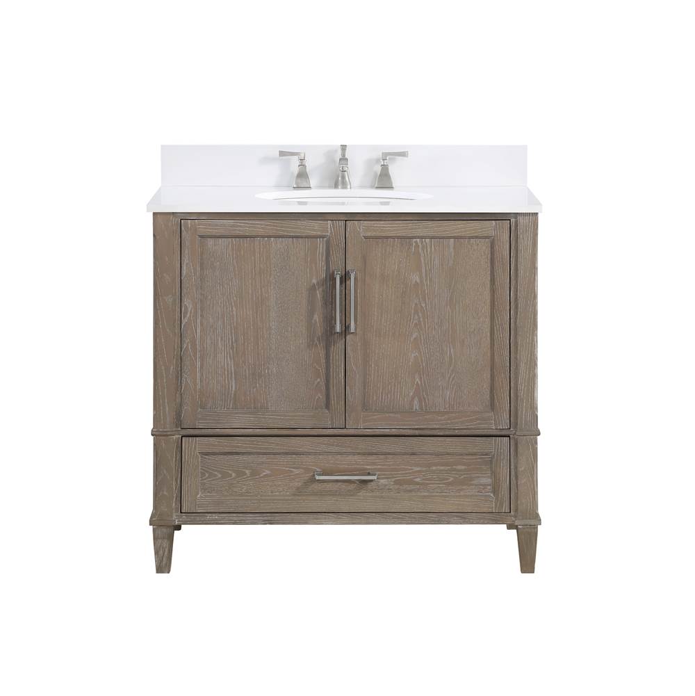 Bemma Design Montauk 36'' Bathroom Vanity, Light Oak with White Granite top