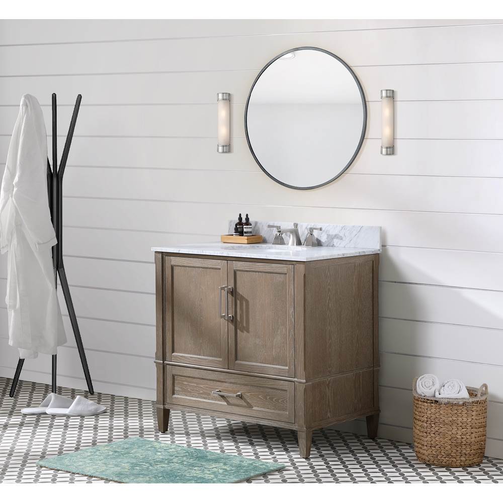 Bemma Design Montauk 36'' Bathroom Vanity, Light Oak with Carrara Marble top