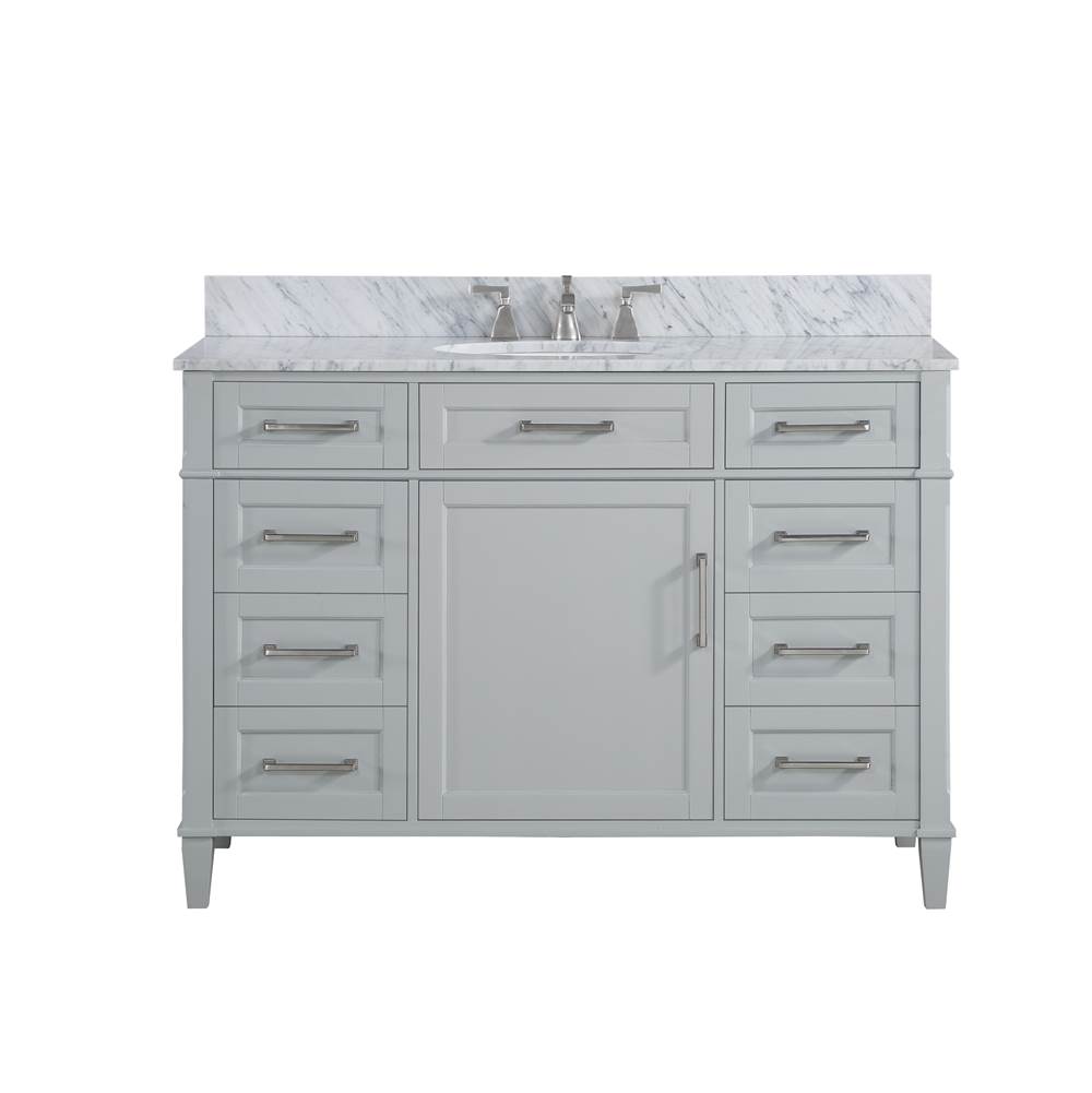 Bemma Design Montauk 48'' Bathroom Vanity, Grey with Carrara Marble top