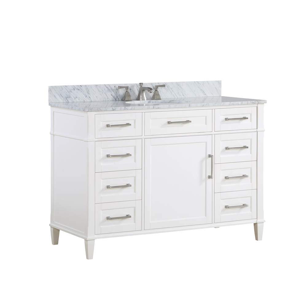 Bemma Design Montauk 48'' Bathroom Vanity, White with Carrara Marble top