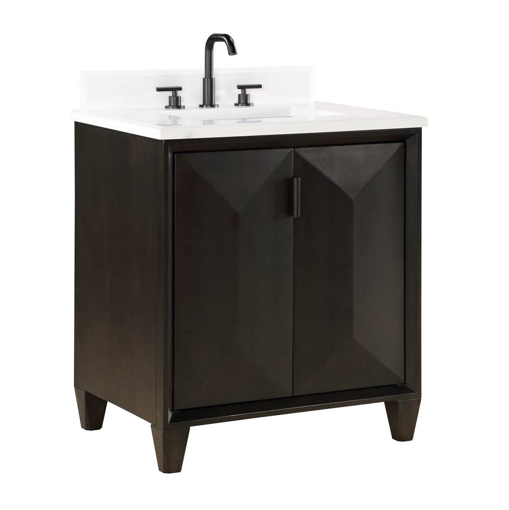 Bemma Design Zanzi 30'' Bathroom Vanity, Graphite with White Granite