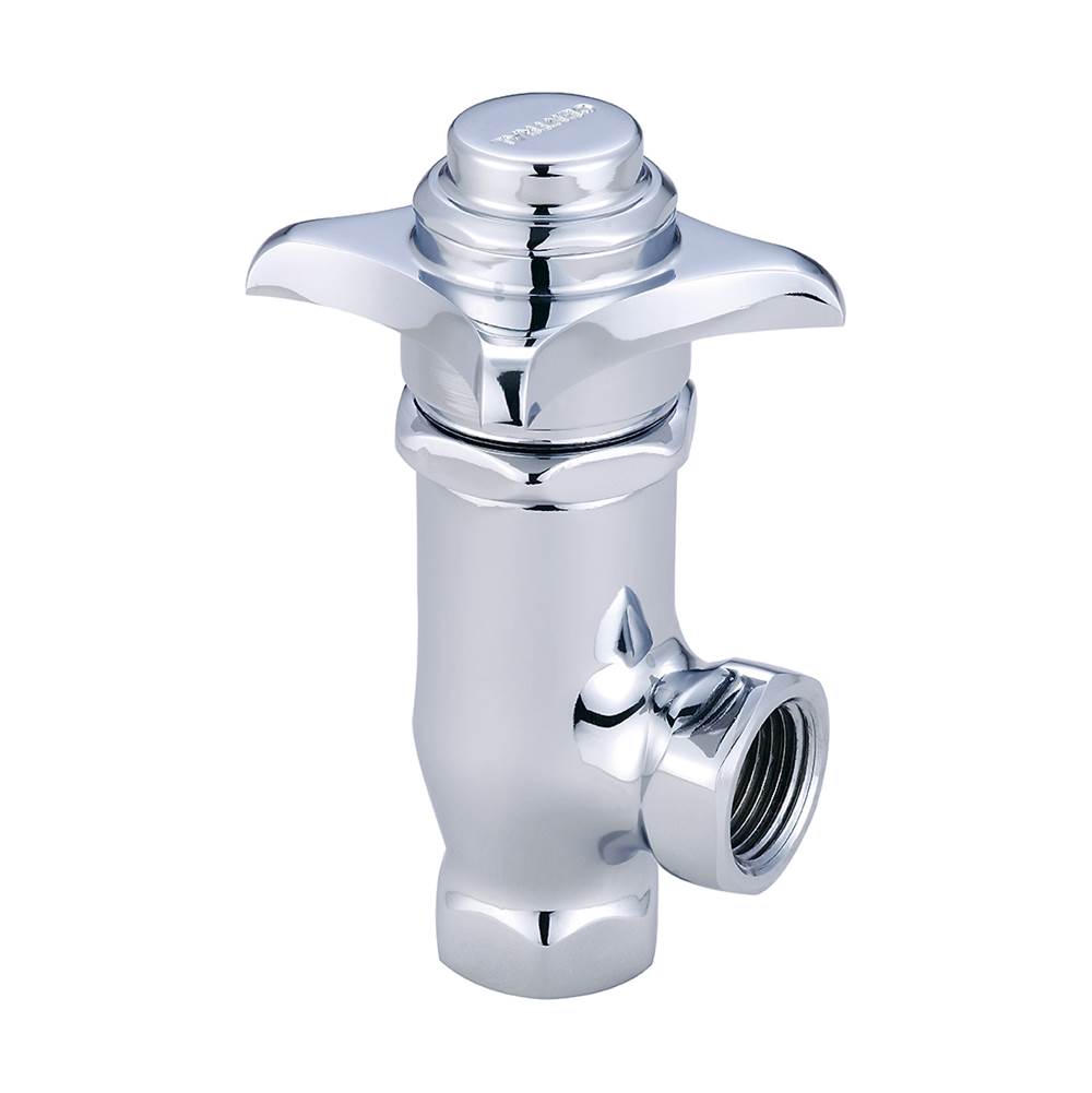 Central Brass Selfclose-Angle Stop 4-Arm Hdl 1/2'' Inline-Pc