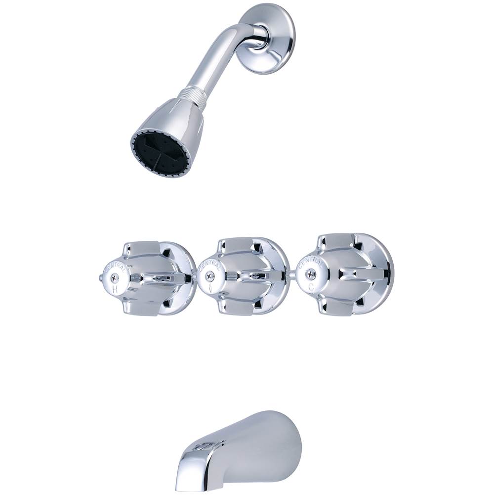 Central Brass Tub & Shower-3 Canopy Hdl 1/2'' Direct Sweat 8'' Cntrs Shwr Head Combo Spt-Pc