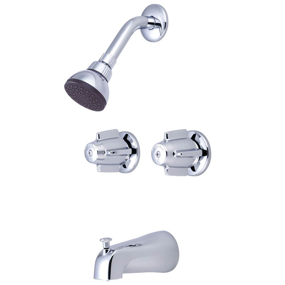 Central Brass Tub & Shower-2 Canopy Hdl 1/2'' Combo Union 6'' Cntrs Shwrhead Combo Dvr Spt-Pc