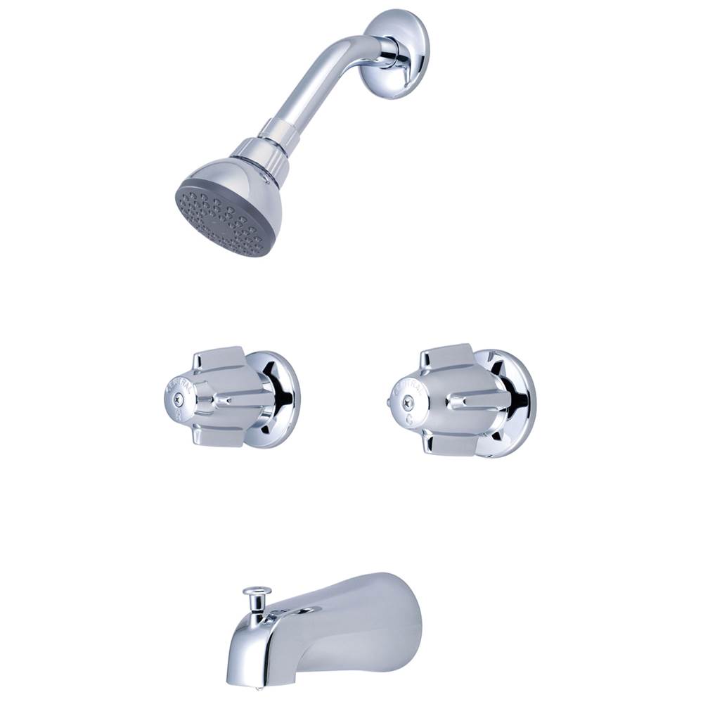 Central Brass Tub & Shower-2 Canopy Hdl 1/2'' Direct Sweat 8'' Cntrs Shwrhead Combo Dvr Spt Ceramic Cart-Pc