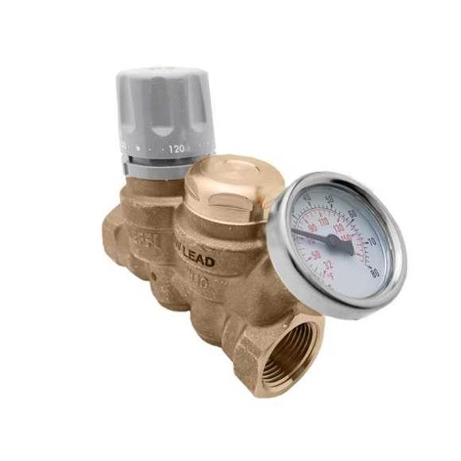 Caleffi ThermoSetterAdjustable Thermal Balancing Valve 1'' FNPT with 160F thermal disinfection Cartridge with Pressure Gauge and Check