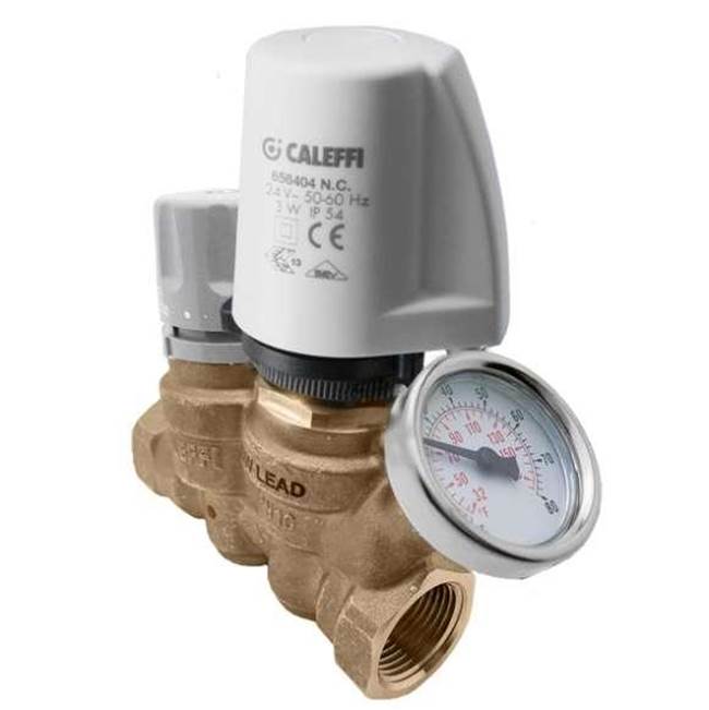 Caleffi ThermoSetterAdjustable Thermal Balancing Valve 1/2'' FNPT with 656 Actuator mounts with Pressure Gauge