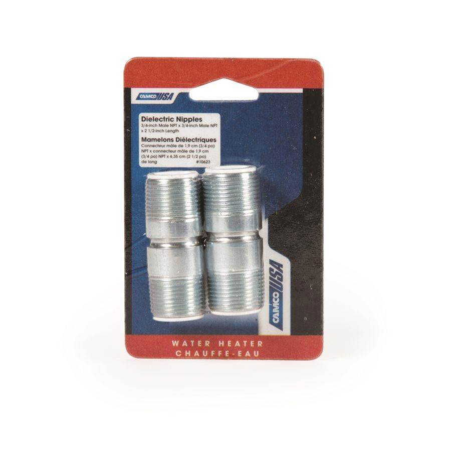 Camco Dielectric Nipples 3/4'' MPT x 3/4'' MPT x 2 1/2'' Long 2/Card