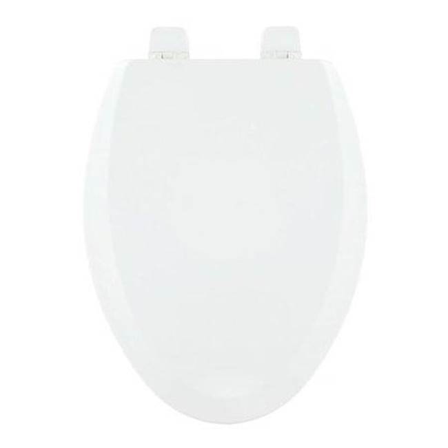 Centoco Deluxe Molded Wood Toilet Seat, Closed Front With Cover, White, Elongated Bowl.