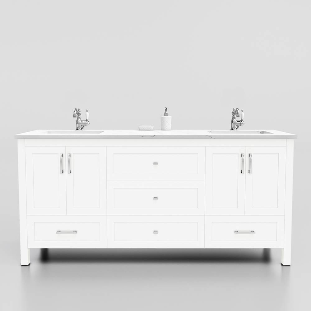 DM Bath 72'' Double Sink  Freestanding Vanity Cabinet, Navy Blue, Slab