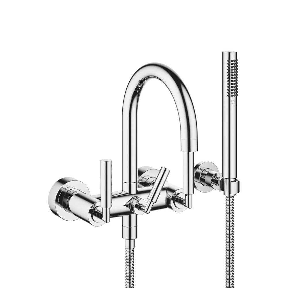 Dornbracht Tara Tub Mixer For Wall-Mounted Installation With Hand Shower Set In Polished Chrome