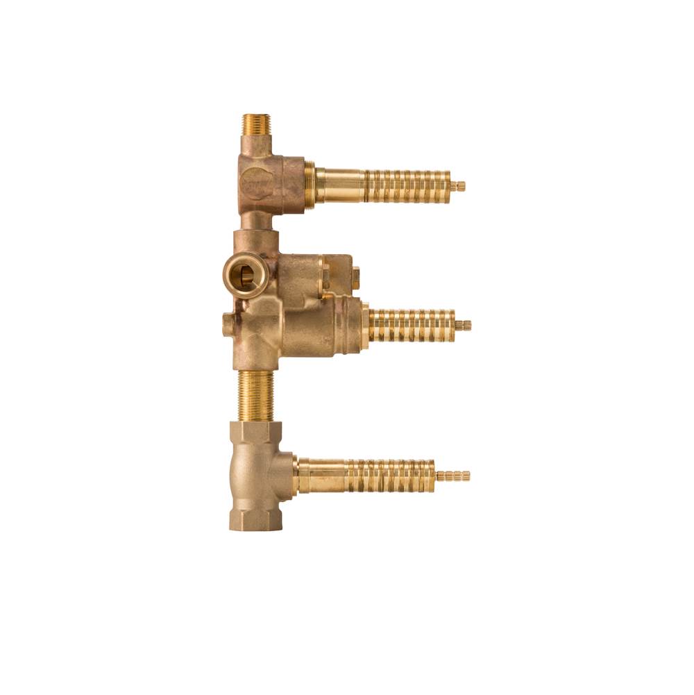 DXV 3-Handle Thermostatic Rough Valve with 2-Way Diverter Shared Functions