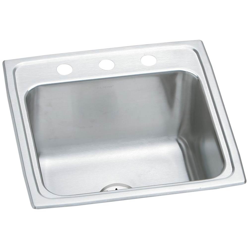 Elkay Lustertone Classic Stainless Steel 19-1/2'' x 19'' x 10-1/8'', 2-Hole Single Bowl Drop-in Laundry Sink w/Perfect Drain
